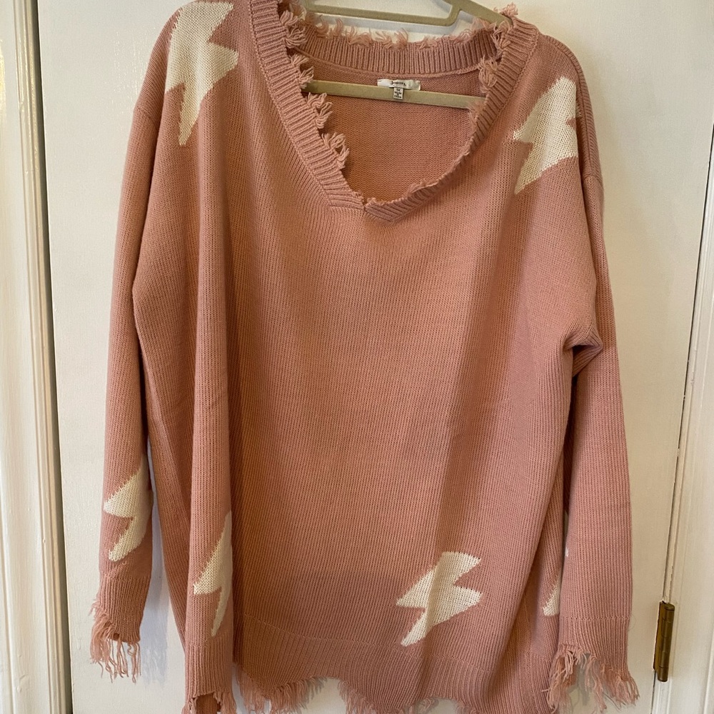Light Pink Distressed Sweater